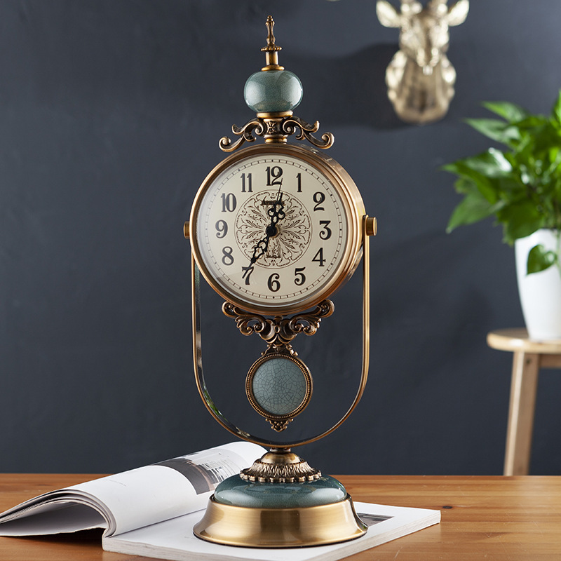 Table Clock Home Living Room Clock Fashion Retro Clock Ornaments - Image 6