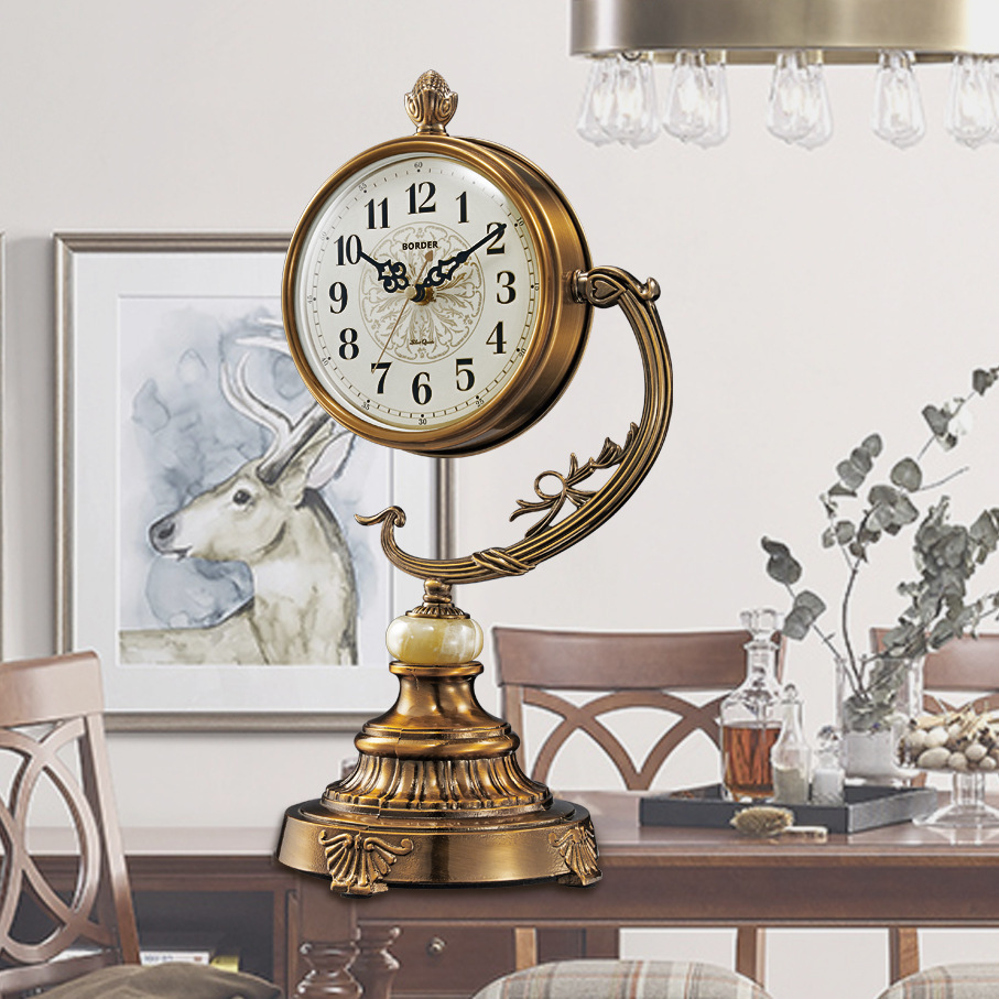 European Copper-Plated Desk Clock – Large Elegant Living Room Ornament - Image 4