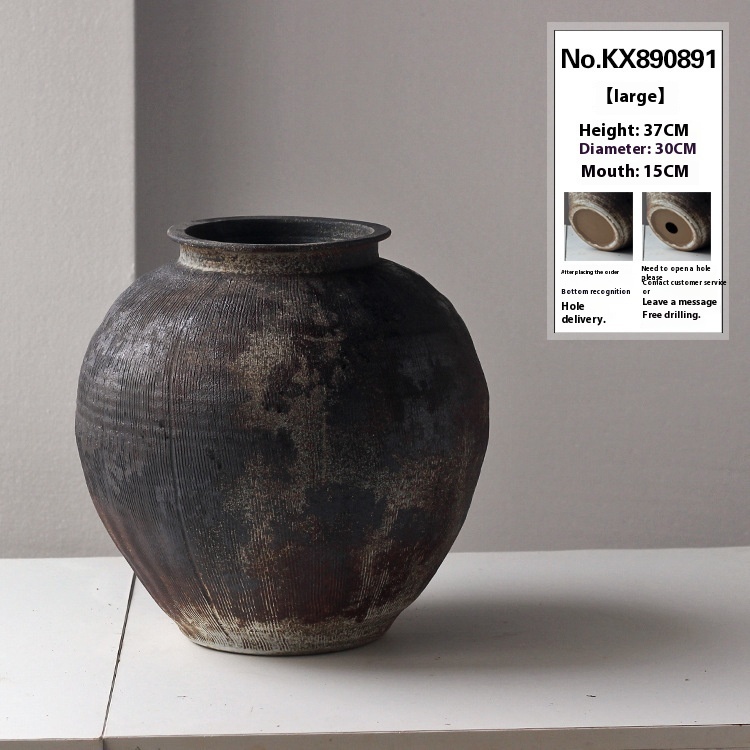 Handmade Chinese Crude Pottery Vase: Vintage Ceramic Artistry - Image 7