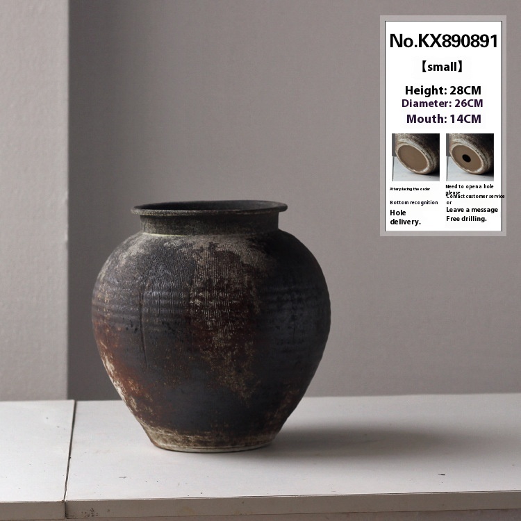 Handmade Chinese Crude Pottery Vase: Vintage Ceramic Artistry - Image 3