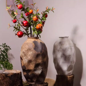 Wabi Sabi Style Retro Vase Decoration On The Ground