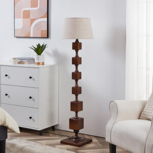 wooden floor lamp with fabric shade for living room in dubai