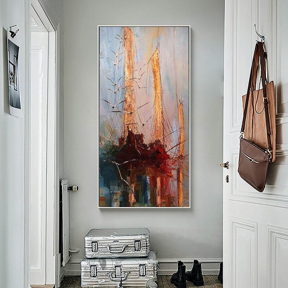 Vintage Sailing Ship Hand-Painted Canvas Wall Art – Unframed Nautical Decor for Living Room & Bedroom - Image 6