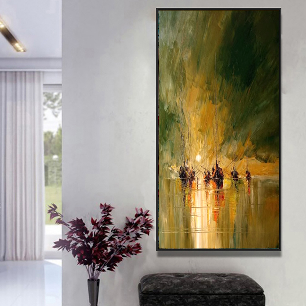 Vintage Sailing Ship Hand-Painted Canvas Wall Art – Unframed Nautical Decor for Living Room & Bedroom - Image 4